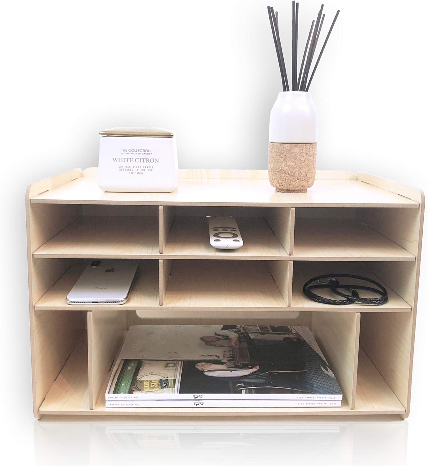 Organize Fun 9Slot Mail Organizer, File Holder, Office Storage for Holding Folders, Bills, Keys