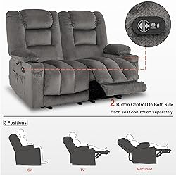 MCombo 55.9" Power Loveseat Recliner with Heat and