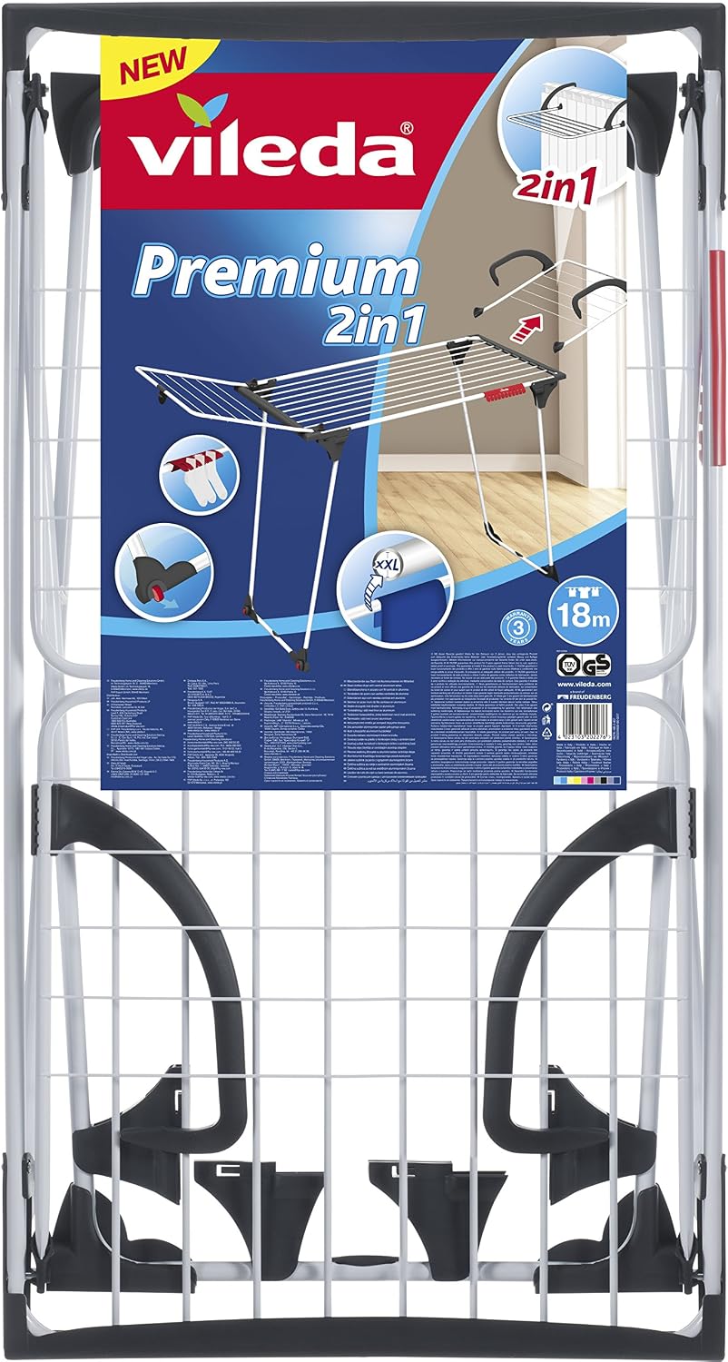 Vileda Premium 2-in-1 Indoor Airer, White, 8 x 57 x 106 cm - Image 3