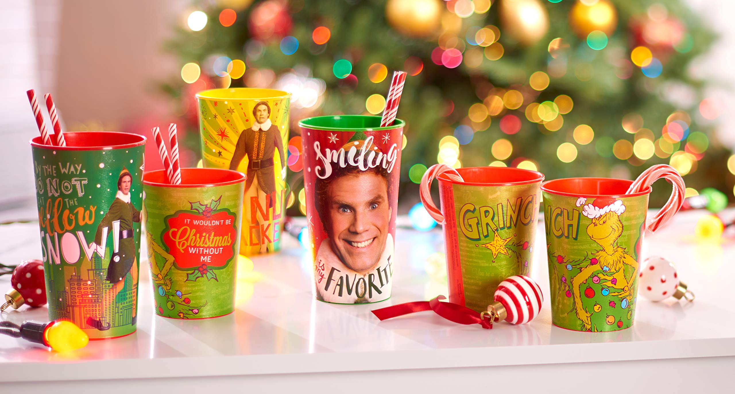 American Greetings 8-Count 16 oz. Reusable Plastic Cups, Grinch Christmas Party Supplies