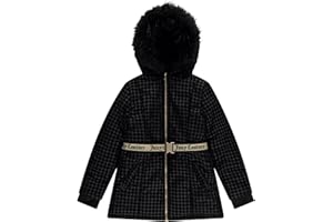 Juicy Couture Girls Coat, Faux Fur Hooded Winter Jacket, Warm Padded Parka Hoodie, Kids Heavyweight Winter Coat