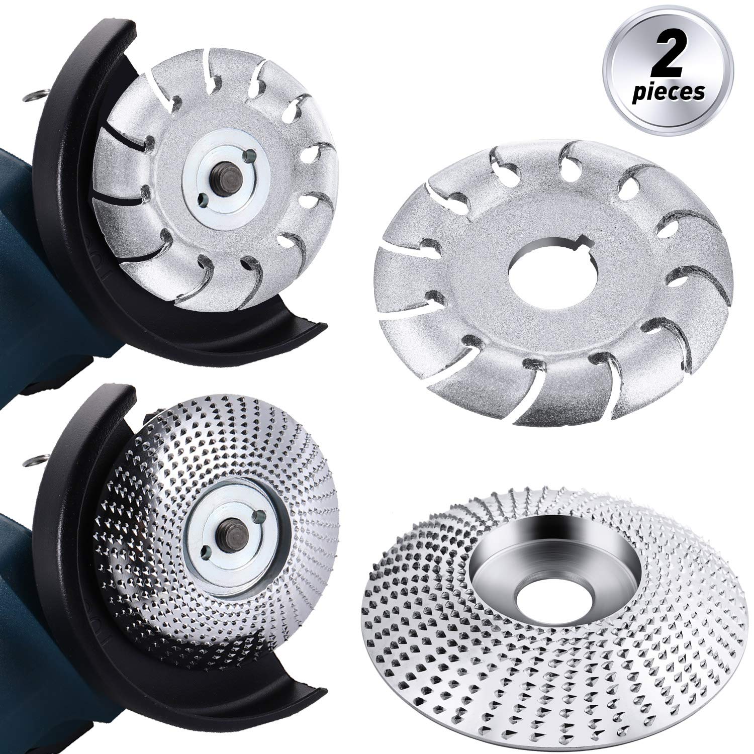2 Pieces Angle Grinder Disc Wood Carving Disc Grinding Wheel Carving