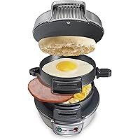 Hamilton Beach Breakfast Sandwich Maker with Egg Cooker Ring, Customize Ingredients, Perfect for English Muffins, Croissants,