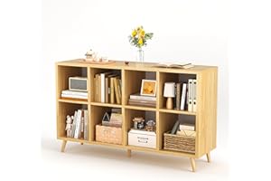 COTUBLR 8-Cube Bookshelf, 47" Wood Bookcase with Legs, 2 Tier Morden Bookshelves Cube Storage Shelving Unit, Freestanding Ope