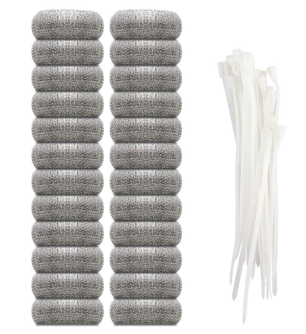 24 Pieces Lint Traps Stainless Steel Washing Machine Lint Snare Traps Laundry Mesh Washer Hose Filter with 24 pcs Cable Ties