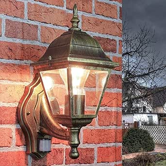 Lámpara de jardín nostálgica"Tirol" en versión antigua con detector de