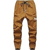 TLAENSON Boys Cargo Pants Cotton Casual Pants Drawstring Loose Jogging Bottoms Elastic Cuffed Cargo Joggers