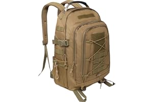 Vangue Tactical Military Backpack for Men - Waterproof Rucksack with MOLLE, EDC, Army, and Assault Pack Features (Brown)