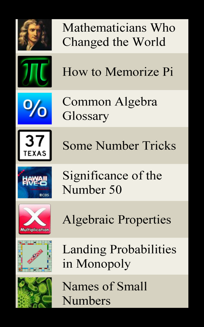 Math Lists Pricepulse