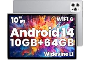 TUOTATOP Android Tablet, 2024 Tablet 10 inch Android 14 Tablets, Octa-Core 10GB RAM 64GB ROM | 6000mAh Battery, 1024GB Expand |1080 * 800 HD IPS Touch Screen | 5G/2.4G WiFi 6 | Bluetooth 5.0 (Slive)
