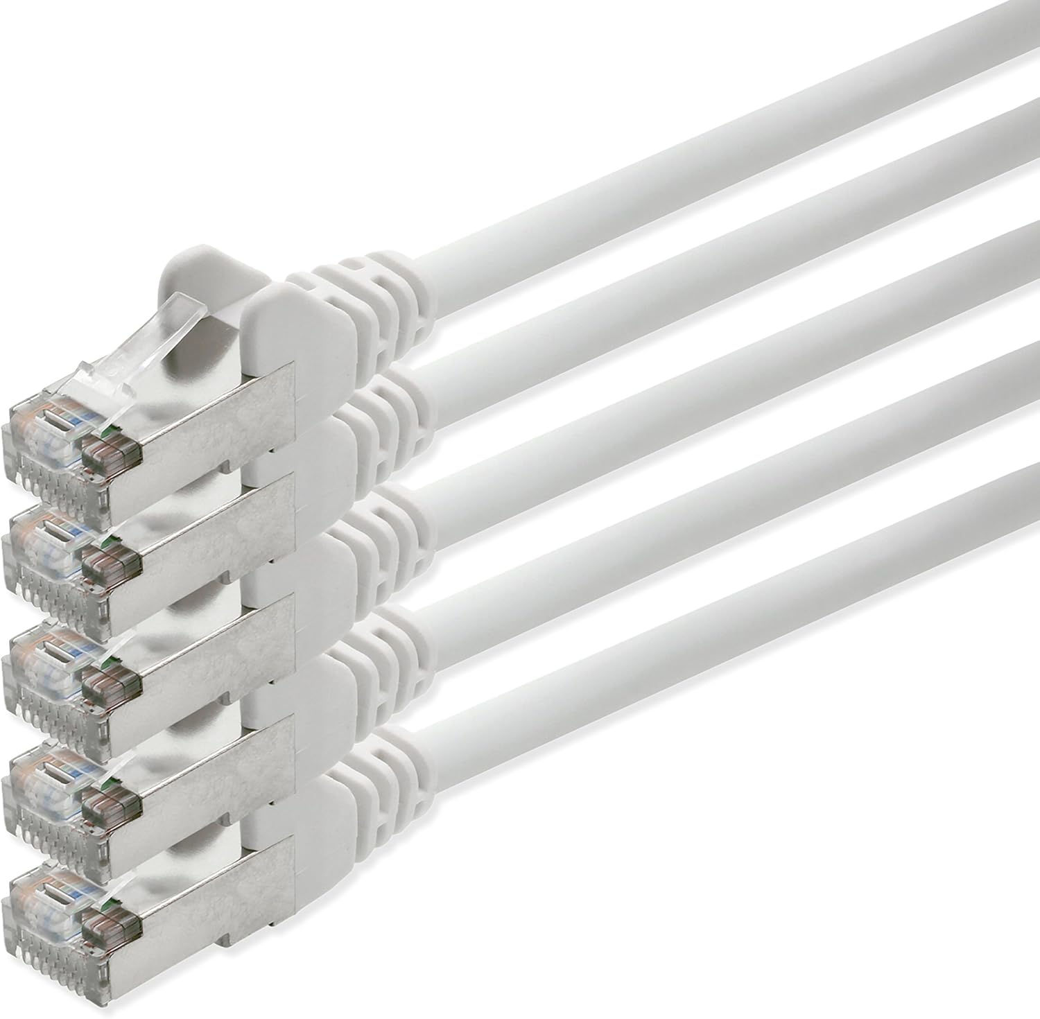 1aTTack CAT5 FTP foil-shielded network cable with 2x RJ45 connector set (5 pieces) 1m white, white 5 - pieces