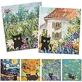 Deorfuy Swedish Dishcloths for Kitchen, 6PCS Black Cat Cellulose Sponge Reusable Paper Towels Washable, Absorbent Fast Drying Swedish Dish Cloth for Home Cleaning