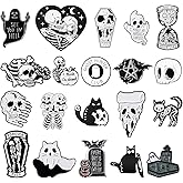 Sasylvia 20 Pcs Halloween Pins Skull Spooky Skeleton Horror Dark Goth Ghost Brooch Pins for Women Men Bag Jacket Backpack Hat Pant Clothes Accessories