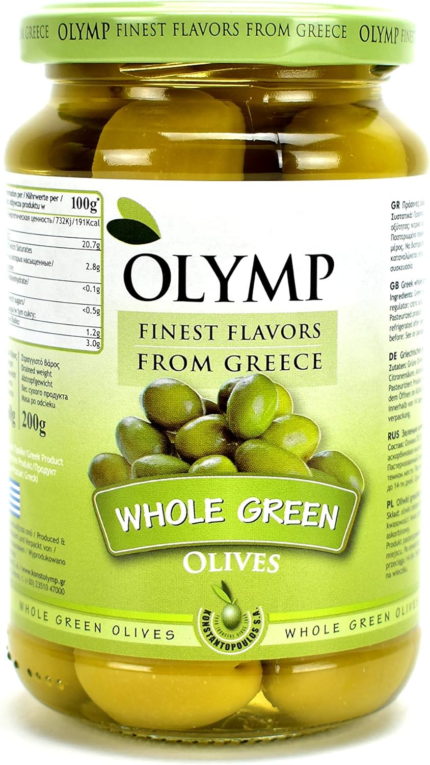 Chalkidiki Olives Whole by Olymp Natural Handpicked Greek Olives