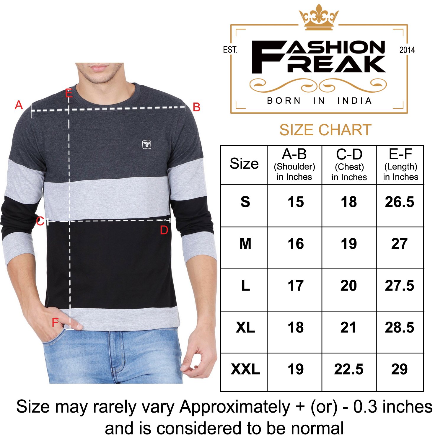 fashion freak full sleeve t shirt for men stylish tri colour (ff002)
