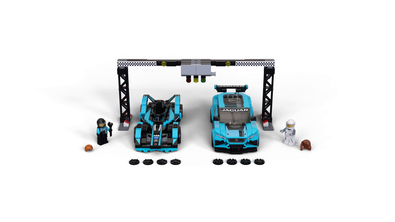 LEGO 76898 Speed Champions Formula E Panasonic Jaguar Racing GEN2 car & Jaguar I-PACE eTROPHY, Rennwagen-Set – Bild 8