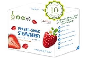 ONETANG Freeze-Dried Fruit Strawberry, 10 Pack Single-Serve Pack, Non GMO, Kosher, No Add Sugar, Gluten free, Vegan, Holiday Day Gifts, Healthy Snack 0.35 Ounce