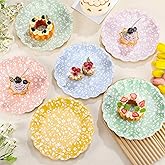 Yungyan 30 Pcs Ditsy Floral Paper Plates - 9.5'' Ditsy Scalloped Disposable Party Paper Plates Rainbow Scalloped Dessert Tableware for Christmas Winter Wedding Birthday Baby Shower Party Supplies
