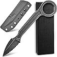 Ccanku C1134 Fixed Blade Knife,D2 Blade Stainless Steel Handle EDC Tool Knife for Survival, Camping Outdoor with K Sheath(Jagged)