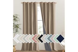 NICETOWN Burlap Vintage Open Linen Weave Flax Thermal Curtains, 100% Blackout Curtains 102" Long for Dining Room, Soundproof Window Treatment Drapes for Hall Room, 52" Wide Per Panel, Set of 2