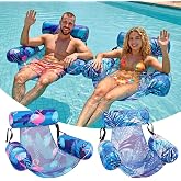 Inflatable Pool Floats Chair, 2 Pack Water Floating Chairs Adult Heavy Duty | Blow up Lounge Floaties Adults for Summer Fun Party Lake Beach