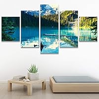 SIGNWIN 5 Panel Canvas Wall Art Modern Art Dramatic Farmhouse/Country Mountain Multicolor Nature Photography for Home Decorations Ready to Hang - 60