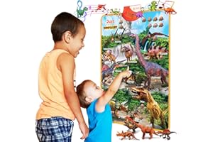 Just Smarty Interactive Dinosaur Toys Learning Poster | Dinosaur Toys for Kids 3-5 | Spinosaurus, Brachiosaurus, Trex, Velociraptor, Ankylosaurus and Other Reptile Toys | Best Dinosaur Party Favors