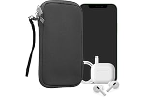 kwmobile Neoprene Phone Pouch Size L - 6.5" - Universal Cell Sleeve Mobile Bag with Zipper, Wrist Strap - Grey