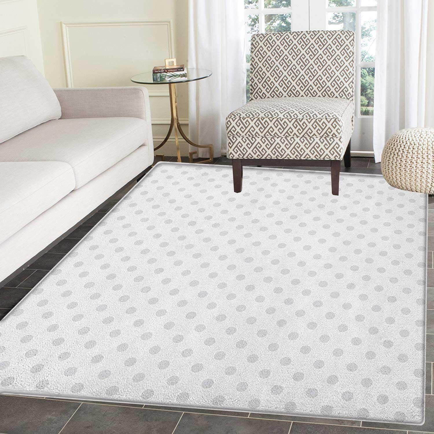 Grey Area Silky Smooth Rugs Small Polka Dots on White