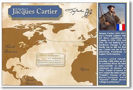 Amazon Com The Expeditions Of Explorer Jacques Cartier Social Studies Classroom Poster Prints Posters Prints