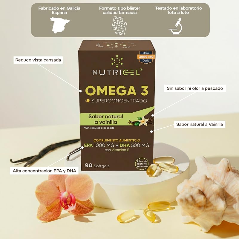 Omega 3 Capsulas 2000mg EPA 1000mg DHA 500mg Blíster Vainilla 90 cap — foto 3 de 8