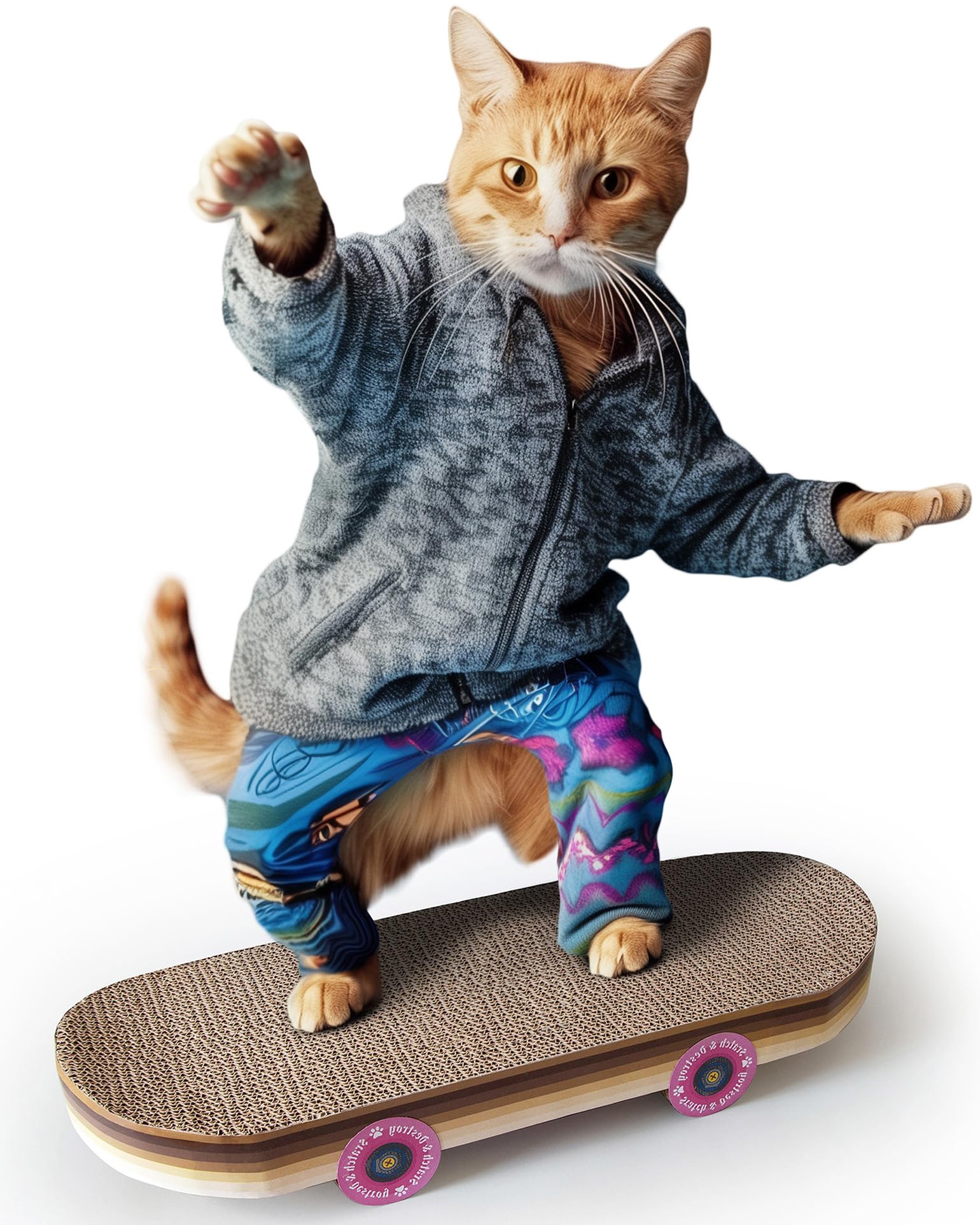 Suck UK | Cat Scratcher Skateboard | Cat Scratching Board | Cardboard Cats Scratchers | Funny Gifts | Kitten Accessories & Accessories For Indoor Cats Furniture | Kitten Cardboard Scratcher