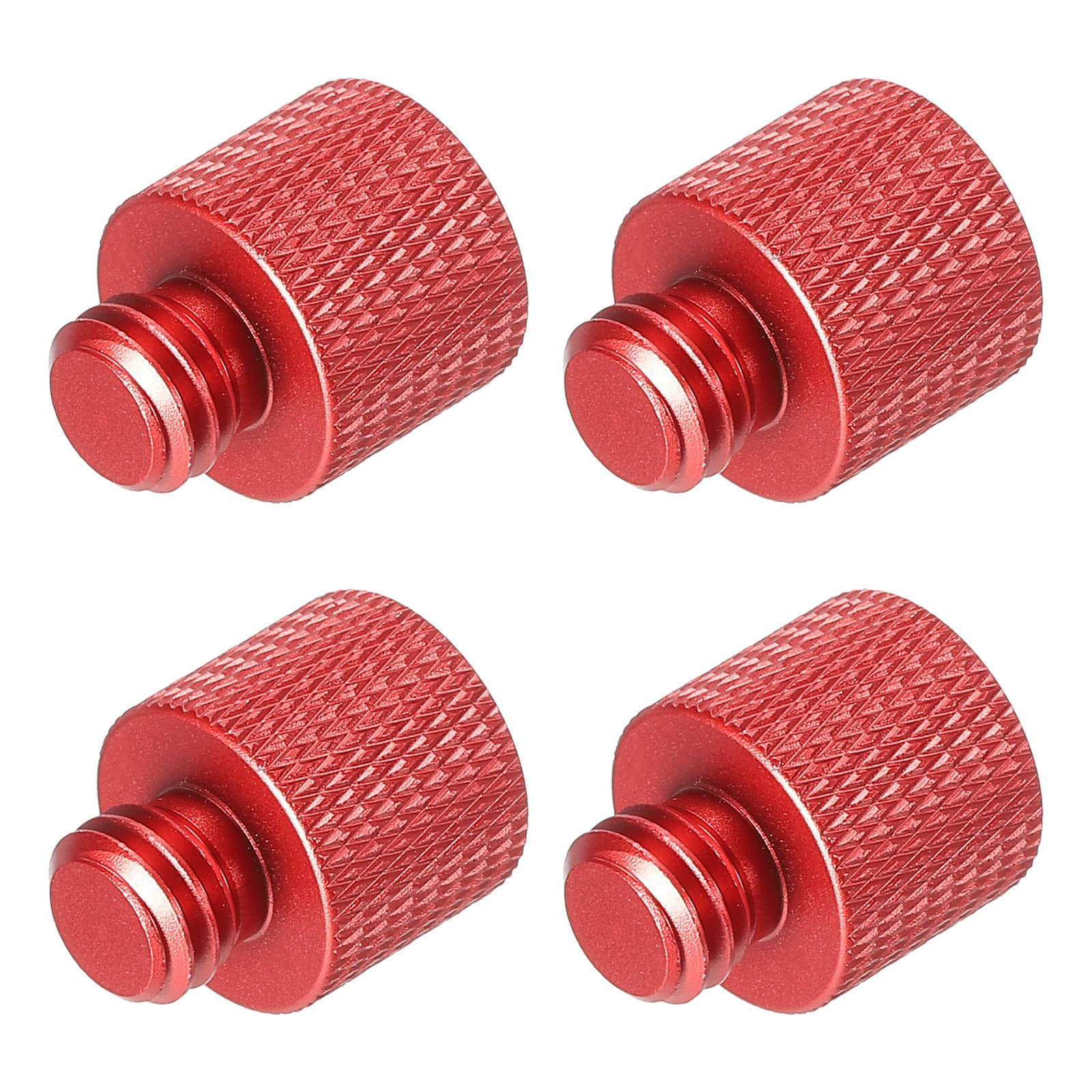 PATIKIL Mic Stand Adapter 3/8 Male x 1/4 Female Camera Screw Thread Adapter for Microphone Tripod Stand Red 4 Pack