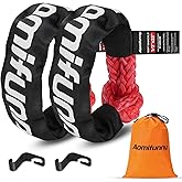 Aomifunny Synthetic Soft Shackle Rope, 2-Pack 1/2in x 22in, 56000 Lbs Breaking Strength, Synthetic Road Recovery Rope with Winch Ring for Sailing SUV ATV 4X4 Truck Jeep Safer Than Metal Shackle (Red)