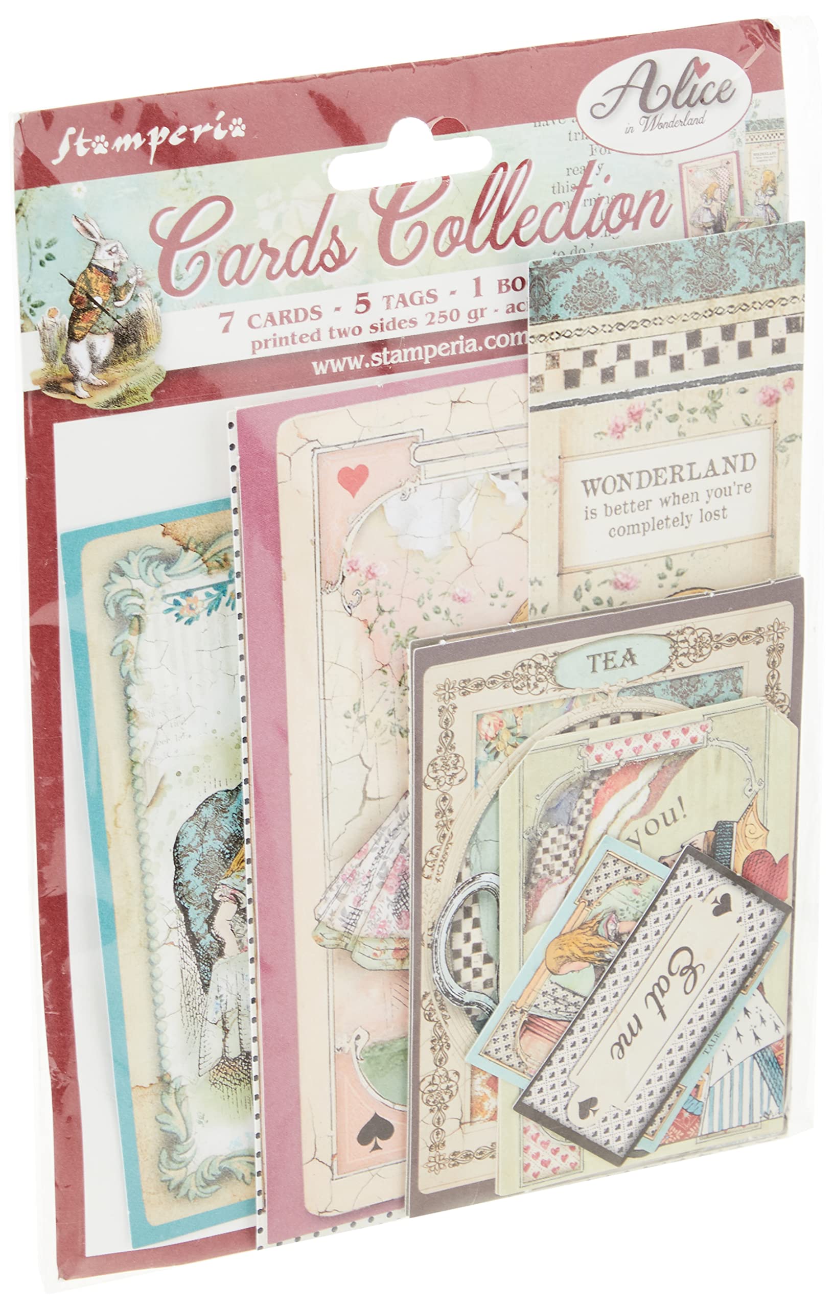 Stamperia International Cards Collection-Alice in Wonderland, Various, Mixed
