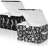 Fourluoo 2 Pack Halloween Fabric Storage Bins with Lids Carrying Handle | Fabric Material, Metal Frame for Shape Retention, Space-saving Foldable, for Closet, Shelf, Nursery, and Toy Organizing