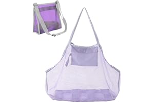 LEAFOREST Mesh Beach Toys Bag Lightweight Foldable Tote Sand Net and Seashell Bag (2 pack)