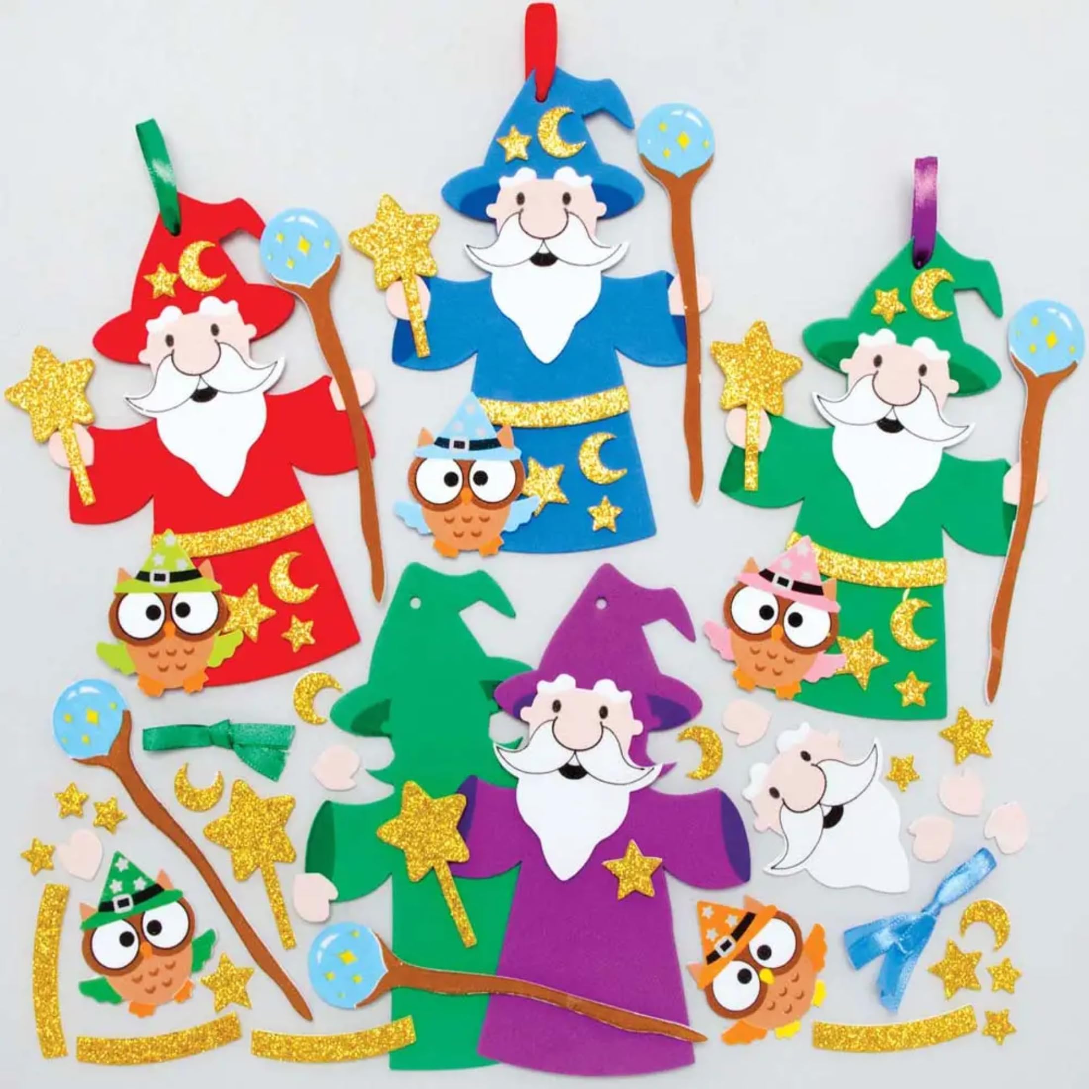 Baker Ross FE722 Wizard Decoration Craft Kits - Pack of 8, Make Your Own Decorations to Design and Display, Creative Activities for Kids