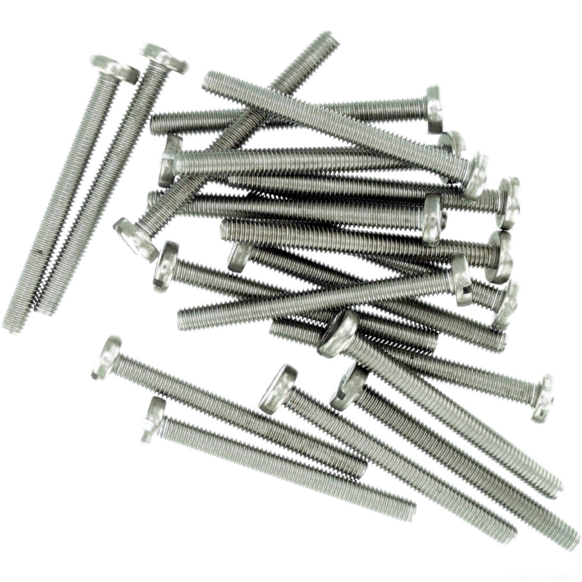 M6 (6mm x 55mm) Slot Pan Machine Screw (Bolt) - Stainless Steel (A2) (Pack of 20)