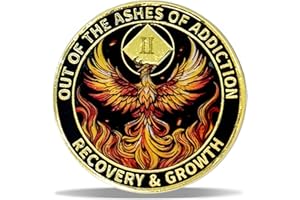 MASFOPONIC 2 Year Phoenix Sobriety Coin – Rebirth in Sparks NA Medallion – Spiritual Token for Recovery & Clean Time – Empowering NA AA Chips – Gift for Men & Women
