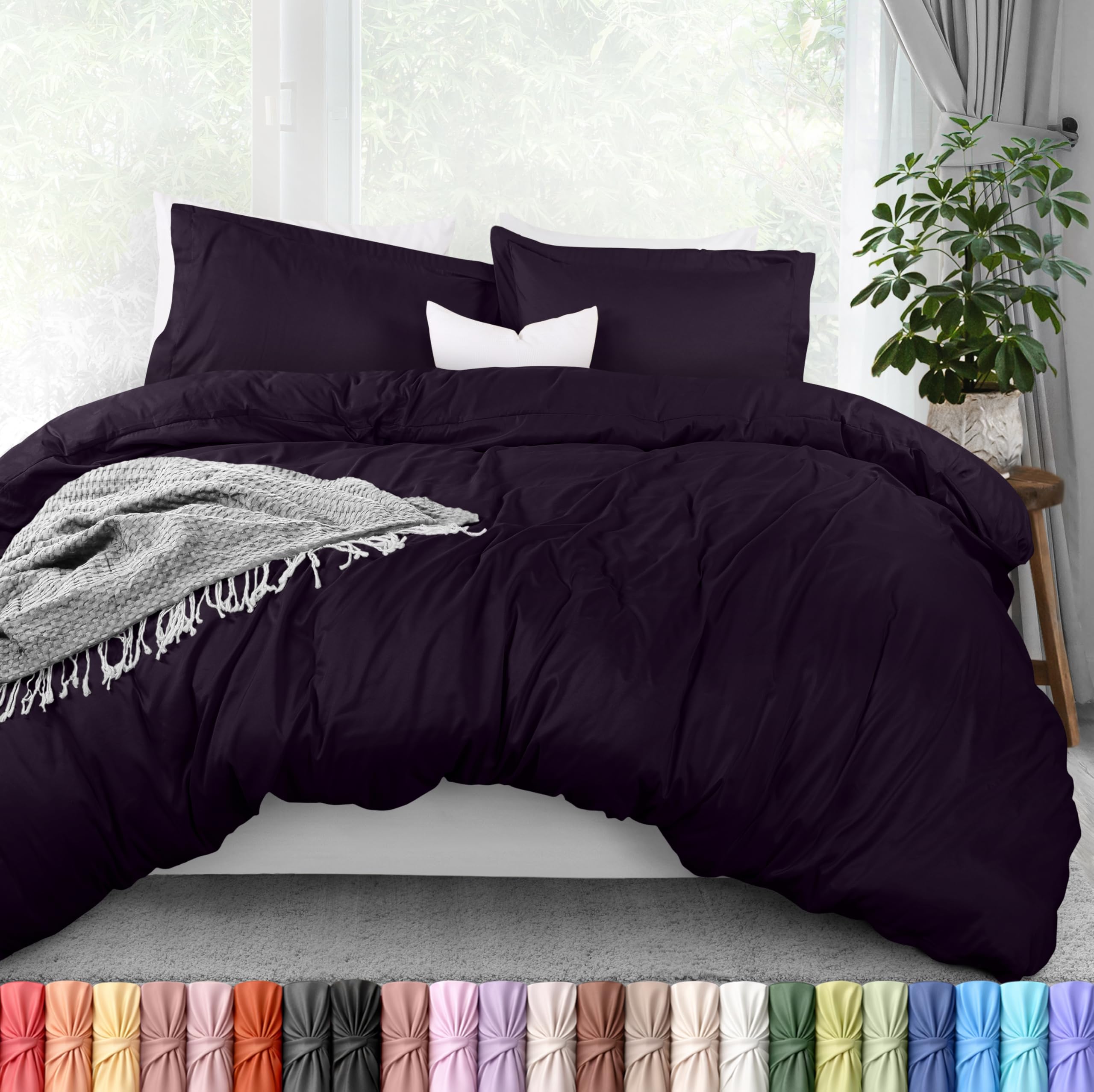 Utopia Bedding Duvet Cover King Size - 3 Piece with Zipper Closure - 1 Comforter Cover 104X90 Inches & 2 Pillow Shams 20X36 Inches (Purple) Comforter Not Included — image 1
