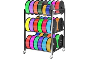 WANYSHAPY 3D Printer Filament Storage Rack, Heavy Duty Metal Cart for 36 Spools | 3-Tier Rolling Filament Rack with Wheels for Workshops, Studios, and Offices | Storage Organizer for PLA, ABS, TPU Filaments