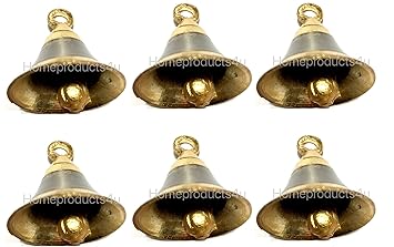 HOMEPRODUCTS4U Brass Pooja Room Bells with J Hook (Silver)
