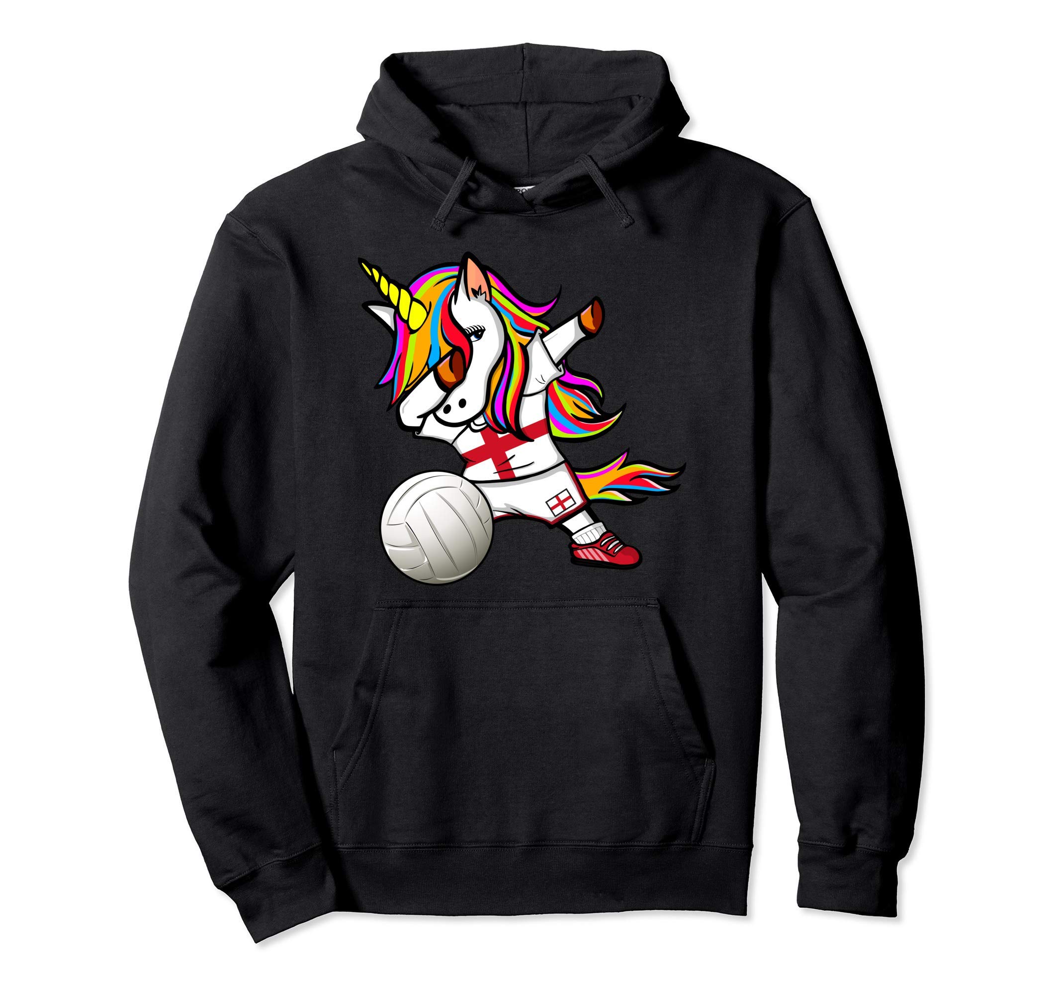Dabbing Unicorn England Volleyball Fans Jersey English Flag Pullover Hoodie