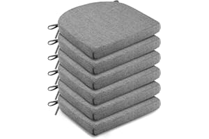 LOVTEX Chair Cushions for Dining Chairs 6 Pack - Memory Foam Chair Pads with Ties and Non-Slip Backing - Seat Cushion for Kitchen Chair 16x16x2, Dark Gray