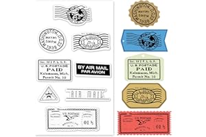 HEUREPPY Mail Postmark Clear Stamps for Card Making Letter Stamp Pattern Clear Stamp Air Mail Words Transparent Silicone Stamps for DIY Scrapbooking Supplies Embossing Paper Card Album Decoration Craft