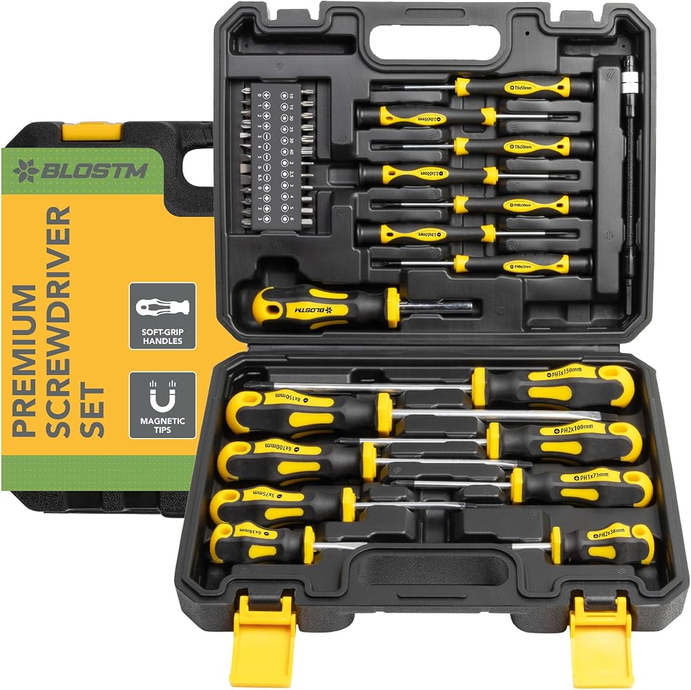 BLOSTM Premium Magnetic Screwdriver Set 42pcs with Magnetic Tips & Comfort Grip