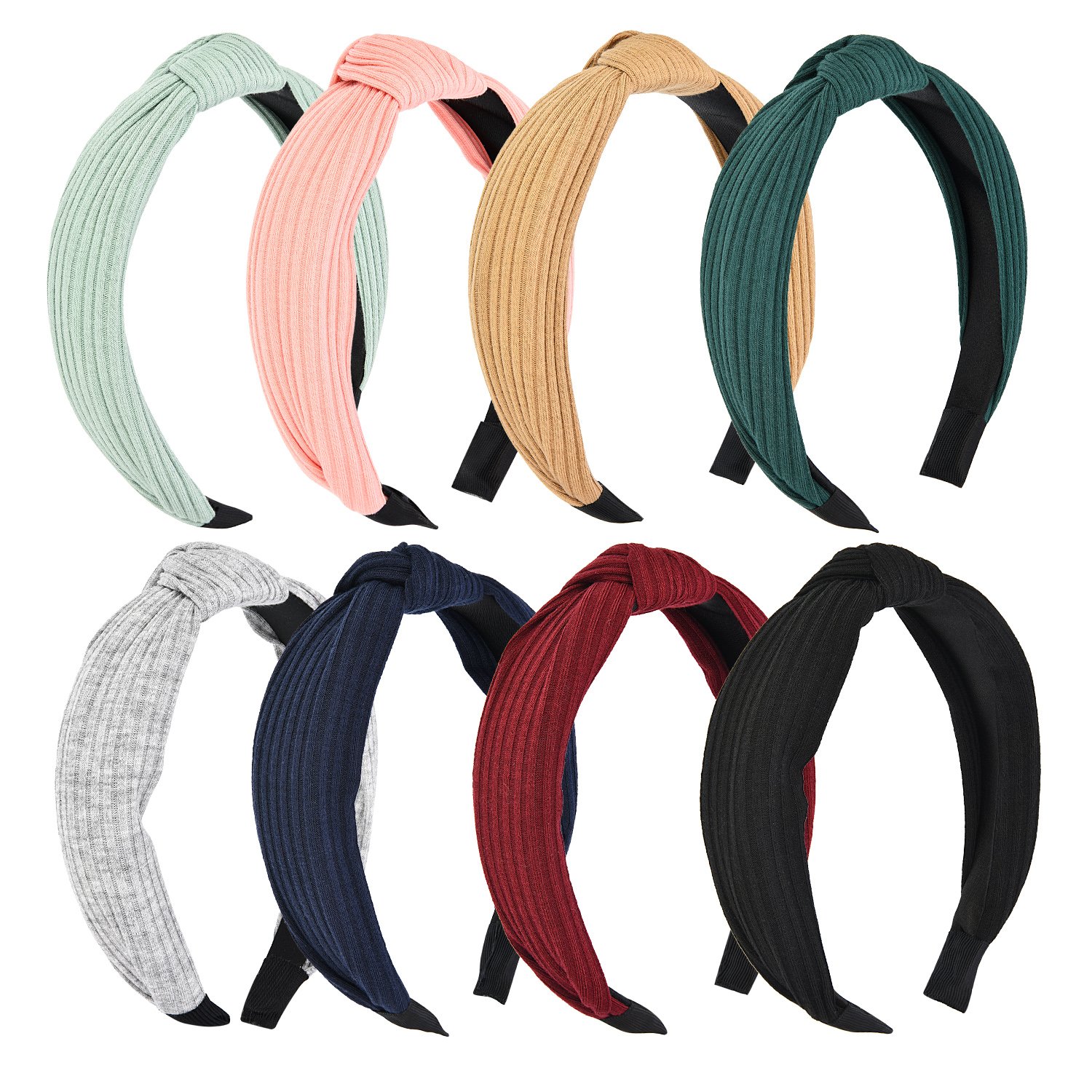 8 Pieces Wide Headbands Knot Turban Headband Hair Band Elastic Hair Accessories for Women and Girls, 8 Colors (Color 1) : Beauty