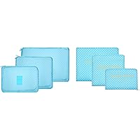 6 sets travel Organizers Packing Cubes Luggage Organizers Compression Pouches (Blue point)