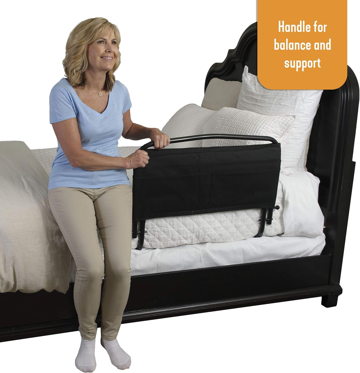 Stander 30" Safety Bed Rail, Adjustable Bed Rail for Elderly Adults, Bed Safety Rail with Padded Organizer Pouch: Health & Personal Care